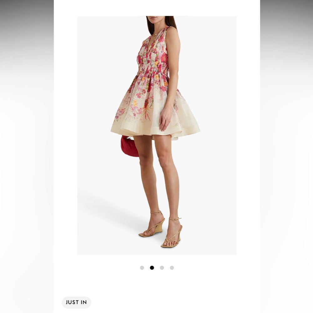 Zimmerman Pleated floral-print linen and silk-blend organza mini dress